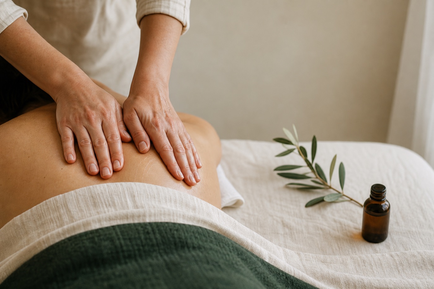 Massage de bien-être dans une ambiance douce et naturelle